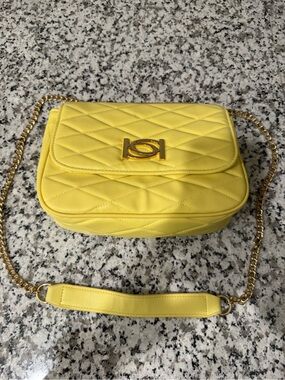 Bebe Yellow Quilted Chain Shoulder Bag - Designer-Inspired